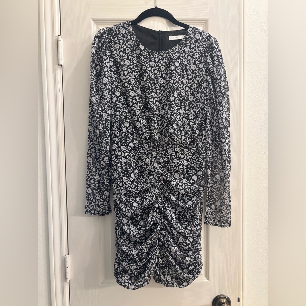 Lush Black and White Floral Long Sleeve Dress
